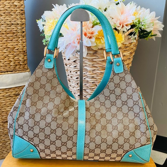 GUCCI JACKIE BARDOT HOBO & WALLET TURQUOISE - Picture 3 of 16